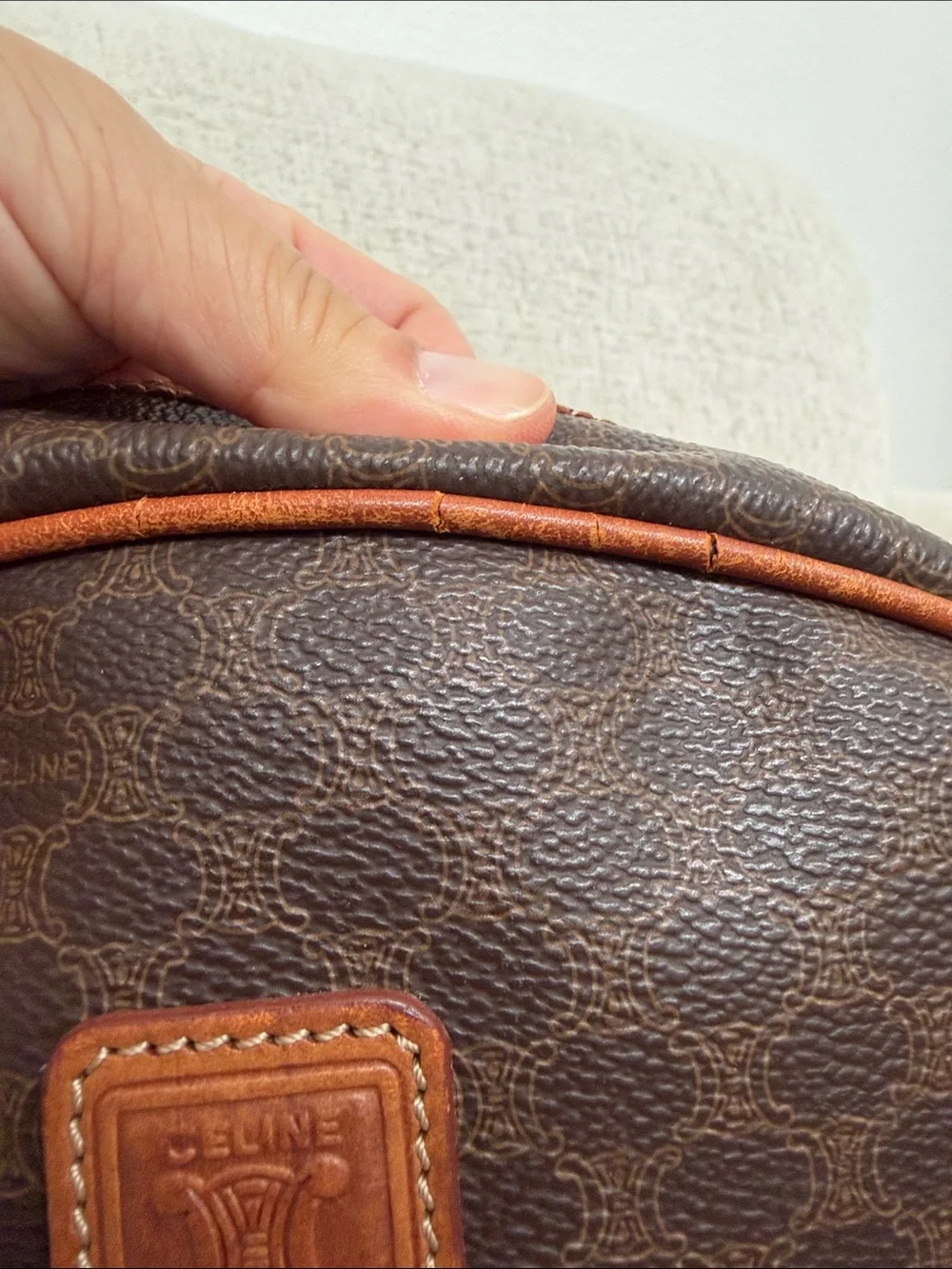 1994 Celine Triomphe Macadam Monogram Dome Satchel